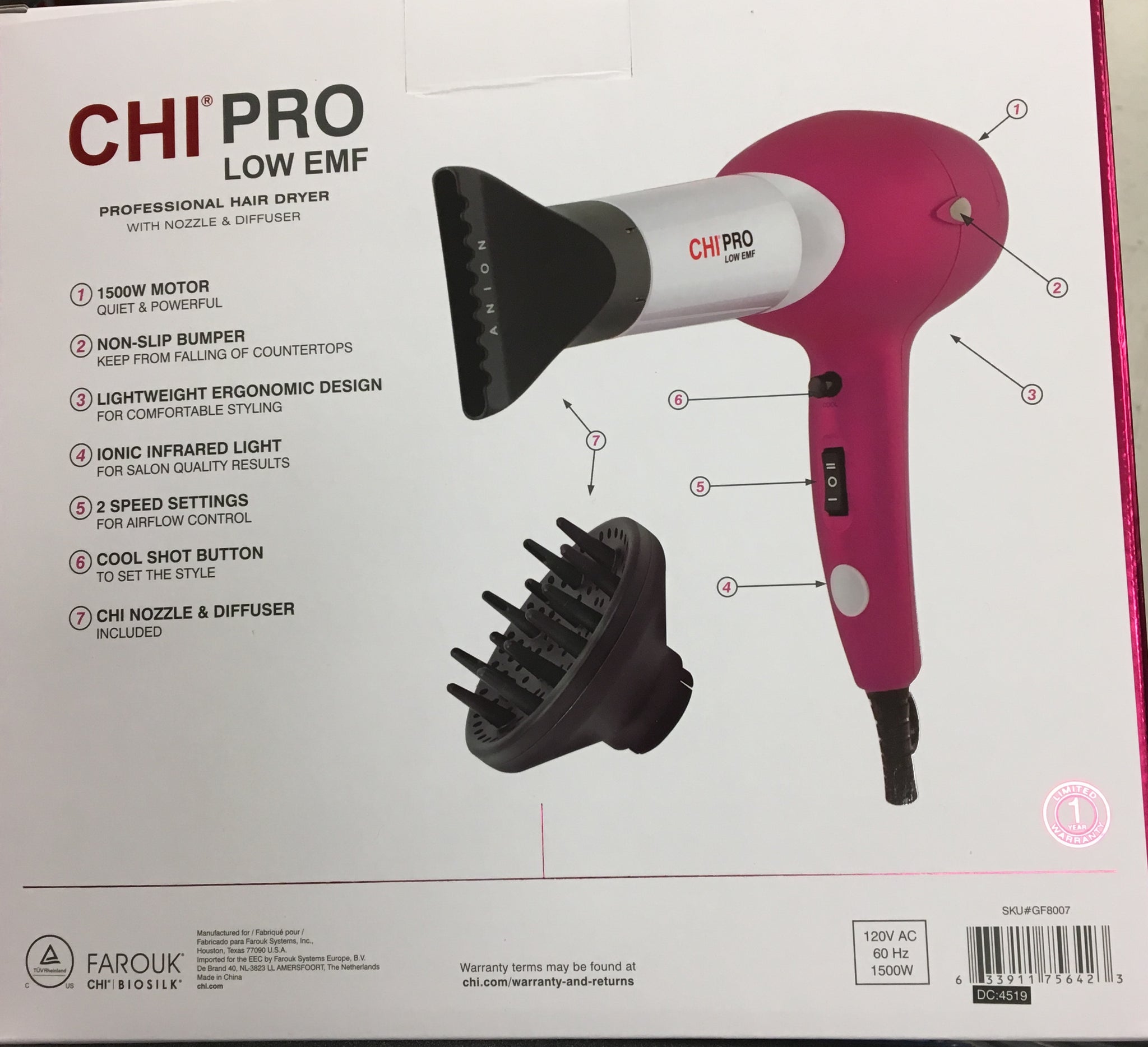 CHI Professional Hair Dryer - Robin’s Egg hot - low EMF